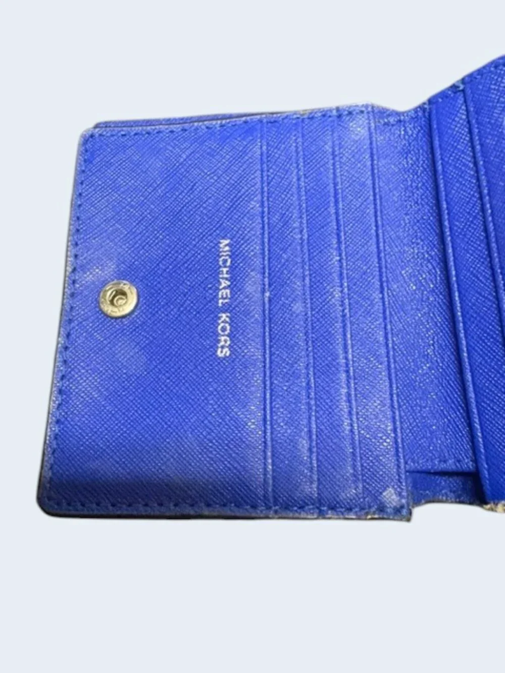 Michael Kors Blue Women's Snap Wallet with Logo, Credit Card Slots